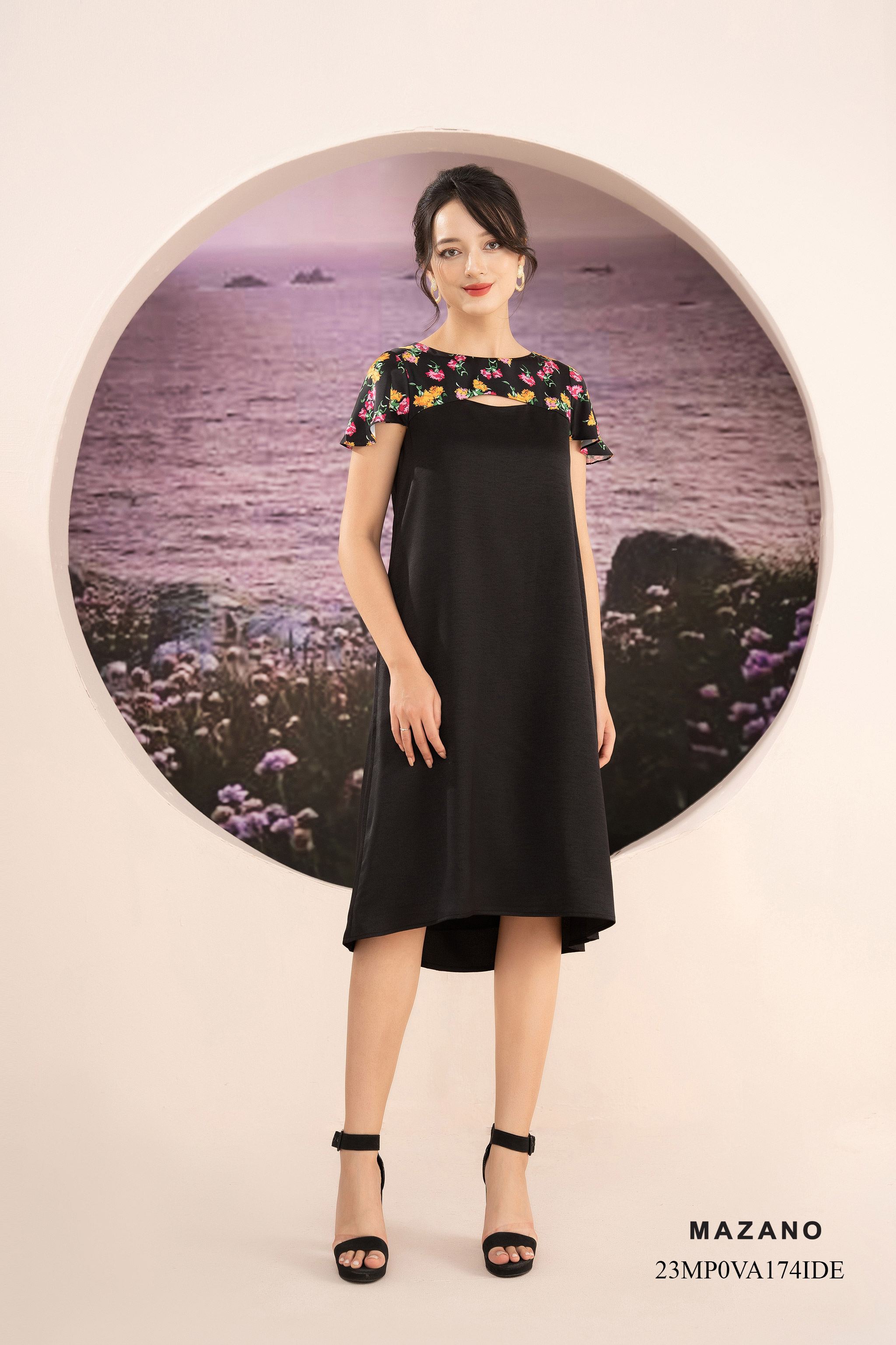 Đầm suông A phối họa tiết in, chân mullet_thumbnail_0