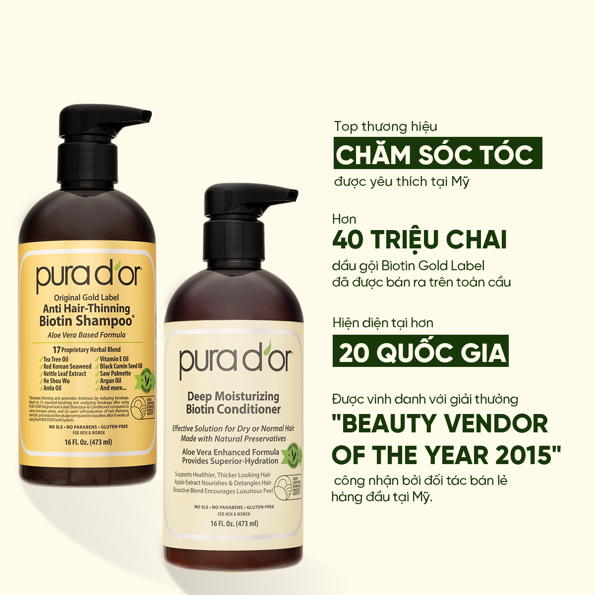 Combo Gội - Xả Biotin Pura D'or Original Gold Label & Deep Moisturizing Chăm Sóc Da Đầu, Dưỡng Ẩm Chuyên Sâu 473ml_thumbnail_3