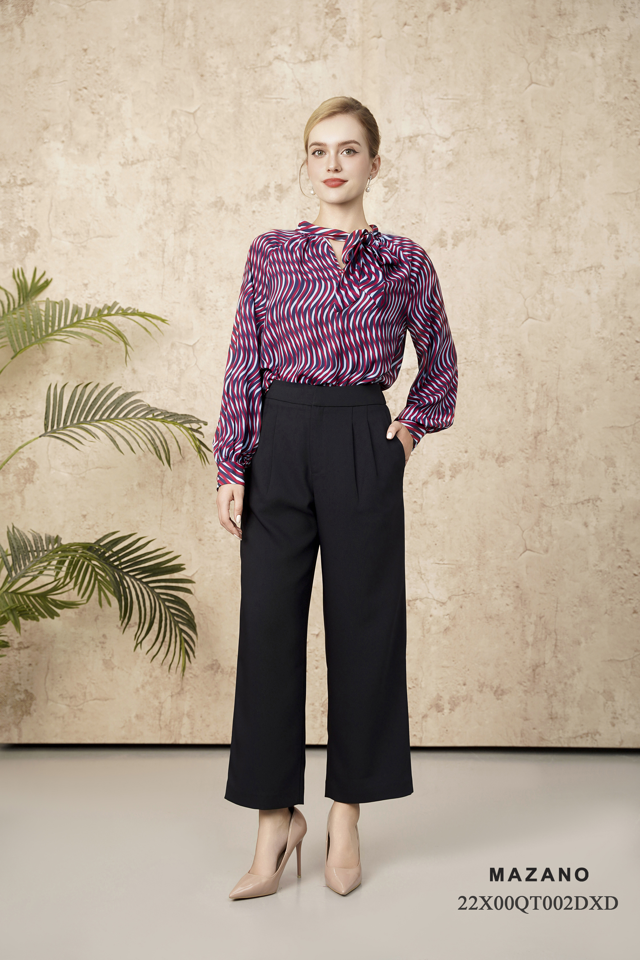 Quần Suông cạp tiêu chuẩn vải Tuytxi dày màu đen_thumbnail_3