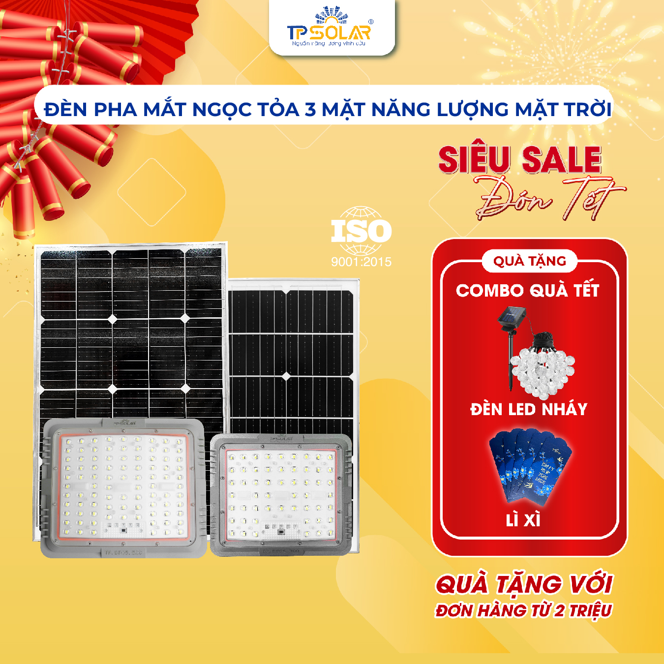 Đèn pha tỏa 3 mặt mắt ngọc năng lượng mặt trời