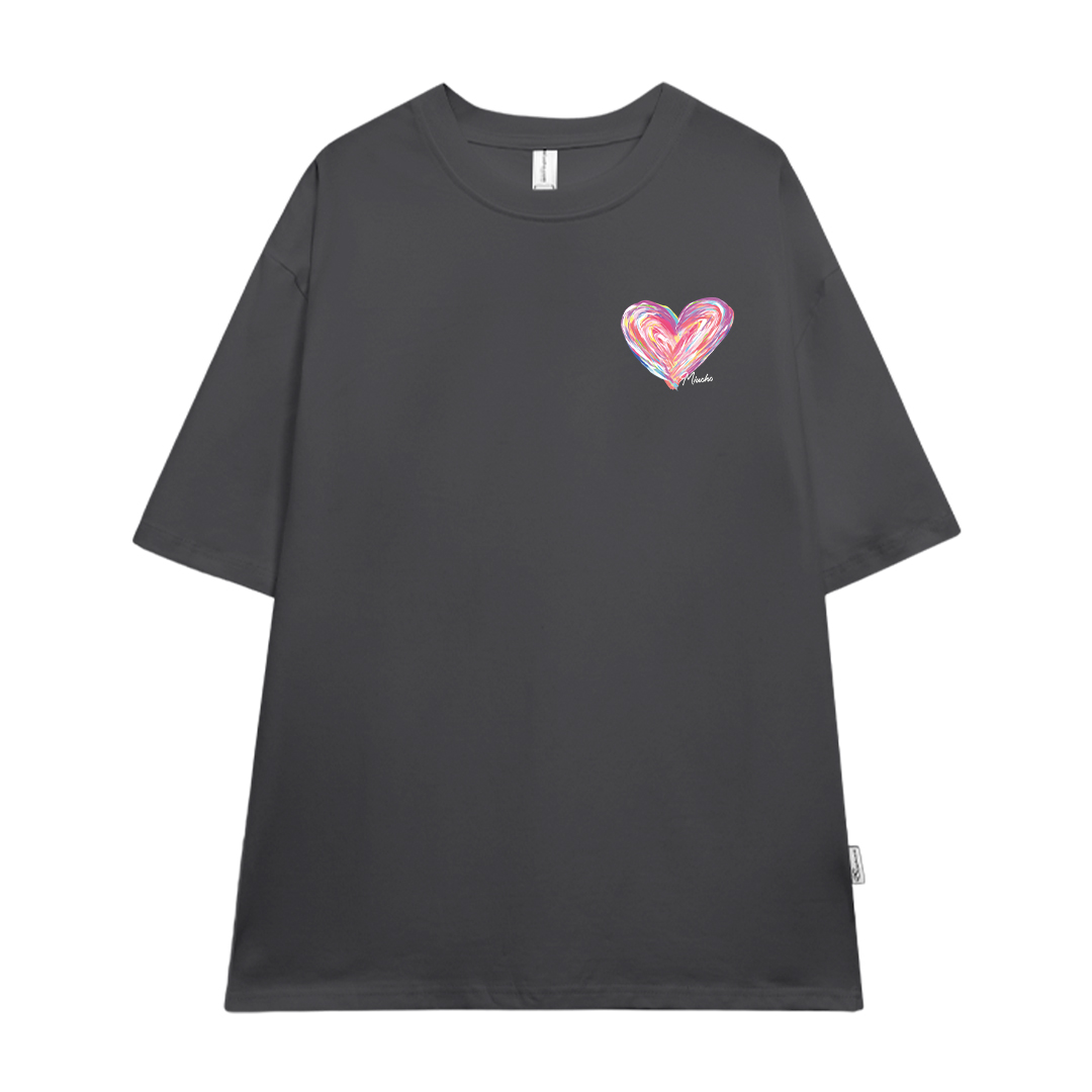 Áo thun cặp đôi in trái tim nhỏ dễ thương form rộng ATD1514 Miucho vải cotton thoáng mát cổ tròn in mix_thumbnail_13