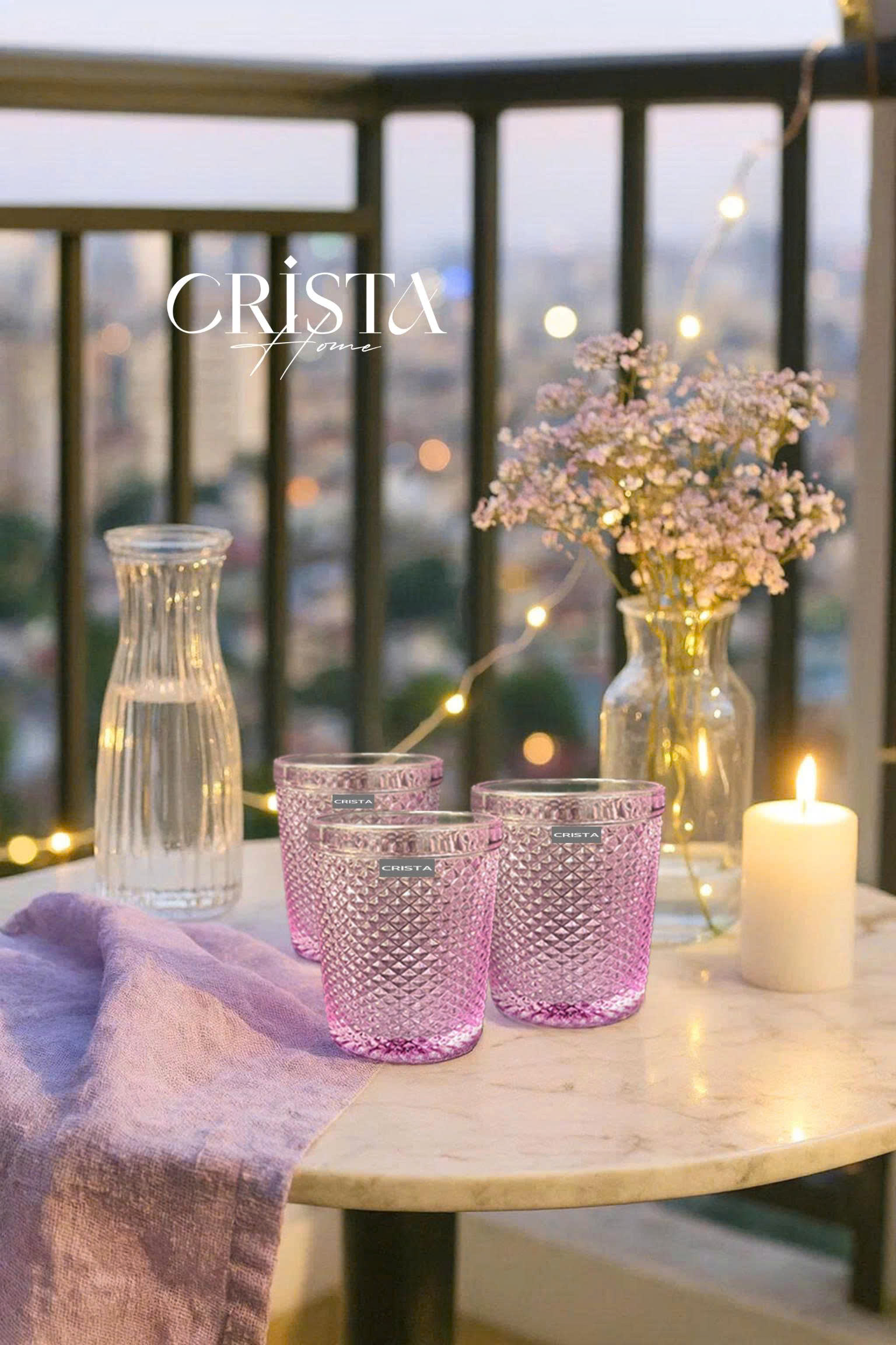 Bộ 4 cốc thủy tinh CRISTA HOME  vân kim cương 300ml_thumbnail_12