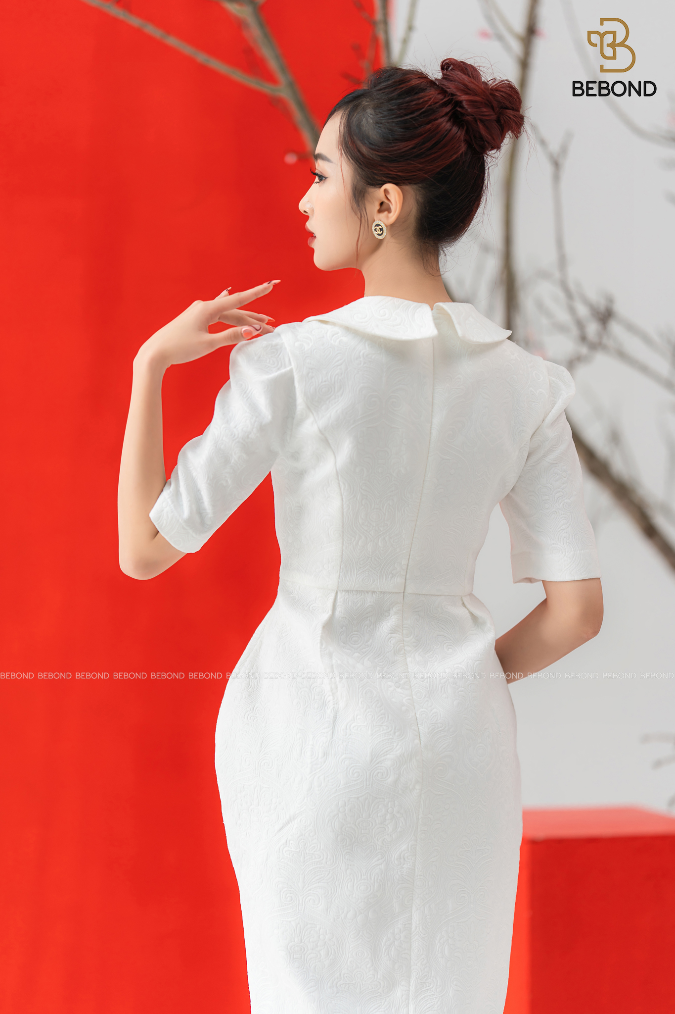 Đầm gấm TRẰNG cúc vàng - Kalia Dress_thumbnail_3