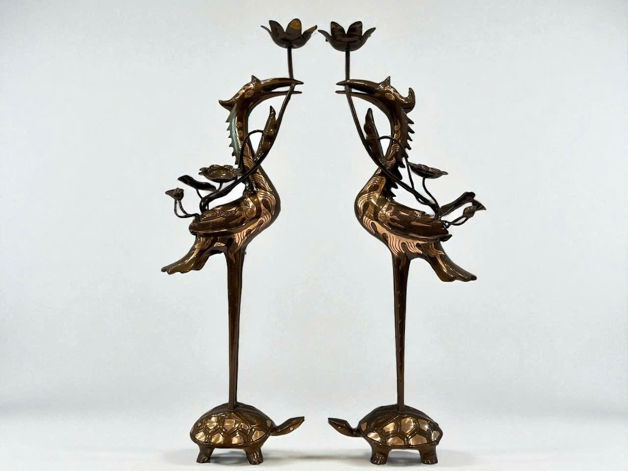 Bộ ngũ sự cao 50cm đúc đồng đỏ hoa văn sòi cạo màu hoa văn _thumbnail_6