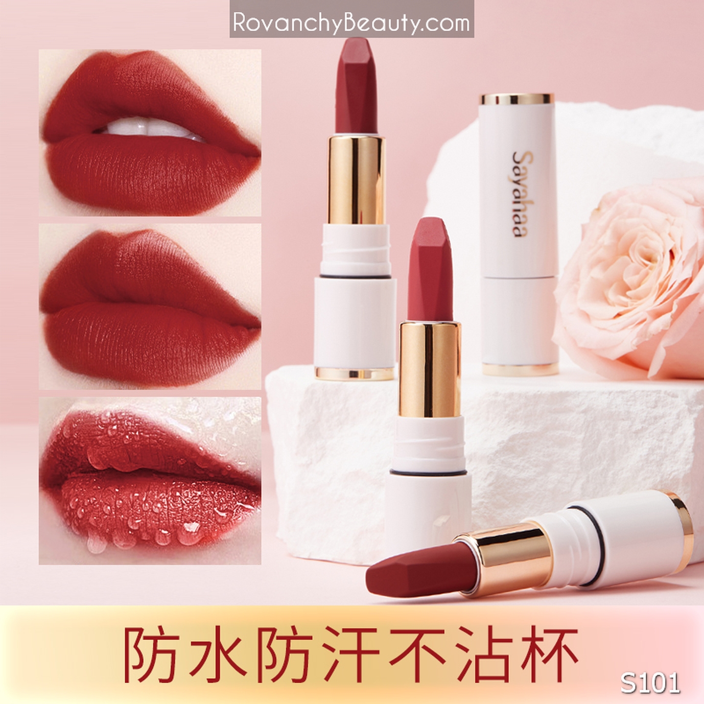 S101 Son Lì Cao Cấp Sayahaa Không Trôi - Màu Đẹp Tự Nhiên, Lâu Phai, Dưỡng Môi Mềm Mịn