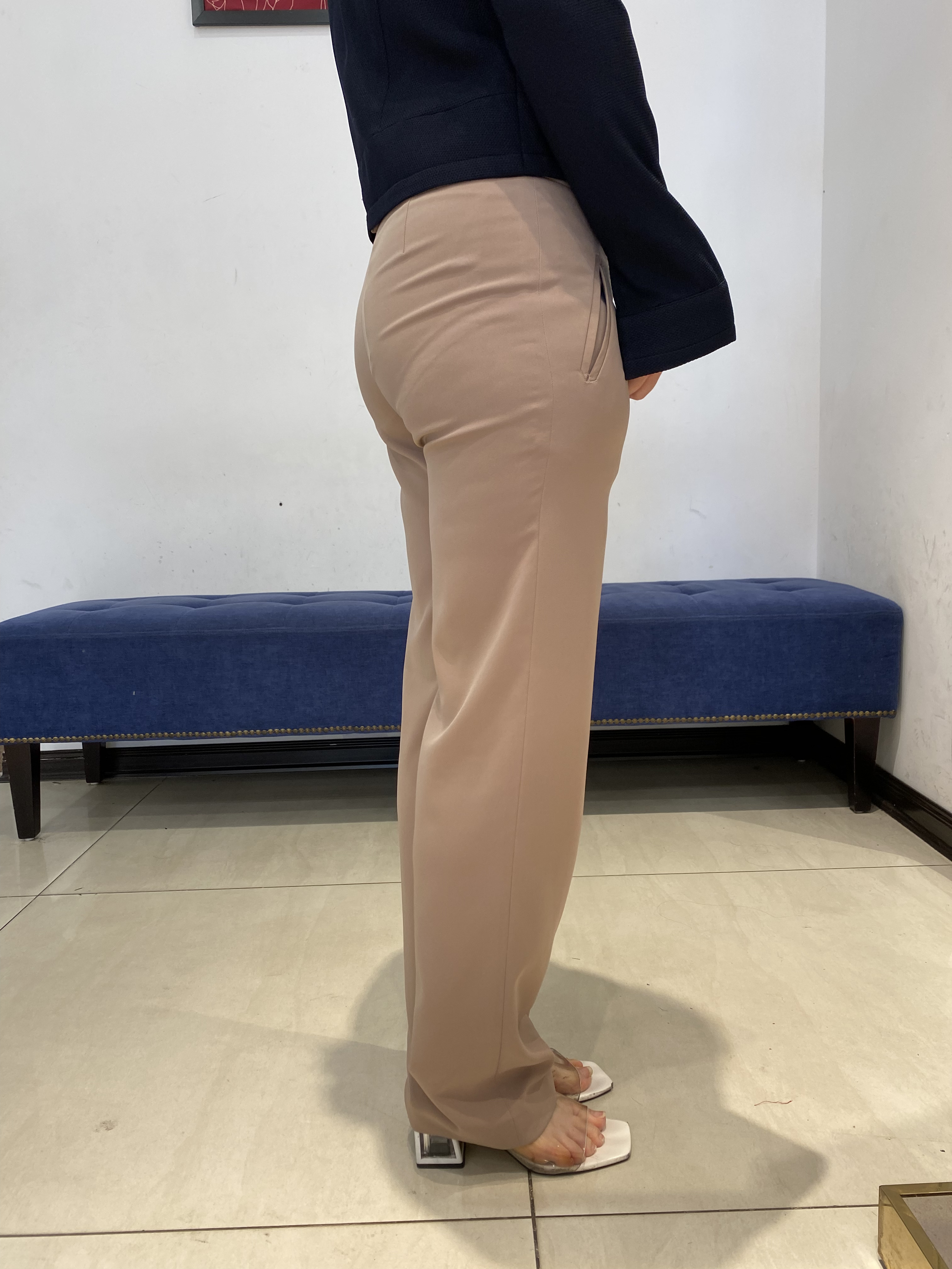 Quần Suông cạp tiêu chuẩn vải Tuytxi dày màu be