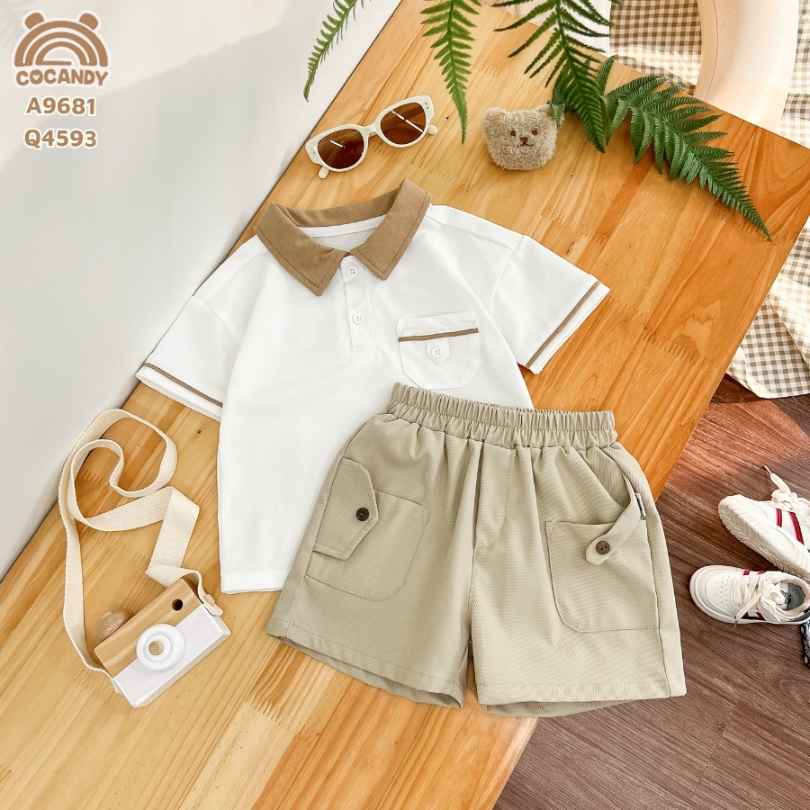 Quần cộc kaki BE ĐẬM túi ốp kiểu 2 bên