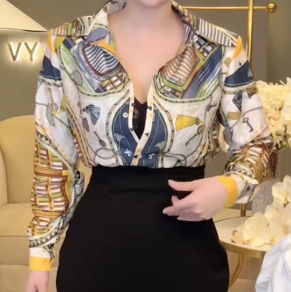 Sơ Mi Lụa Hoạ Tiết