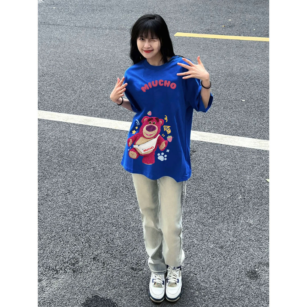 Áo thun nữ form rộng AT399 Miucho chất vải cotton in brand name_thumbnail_5