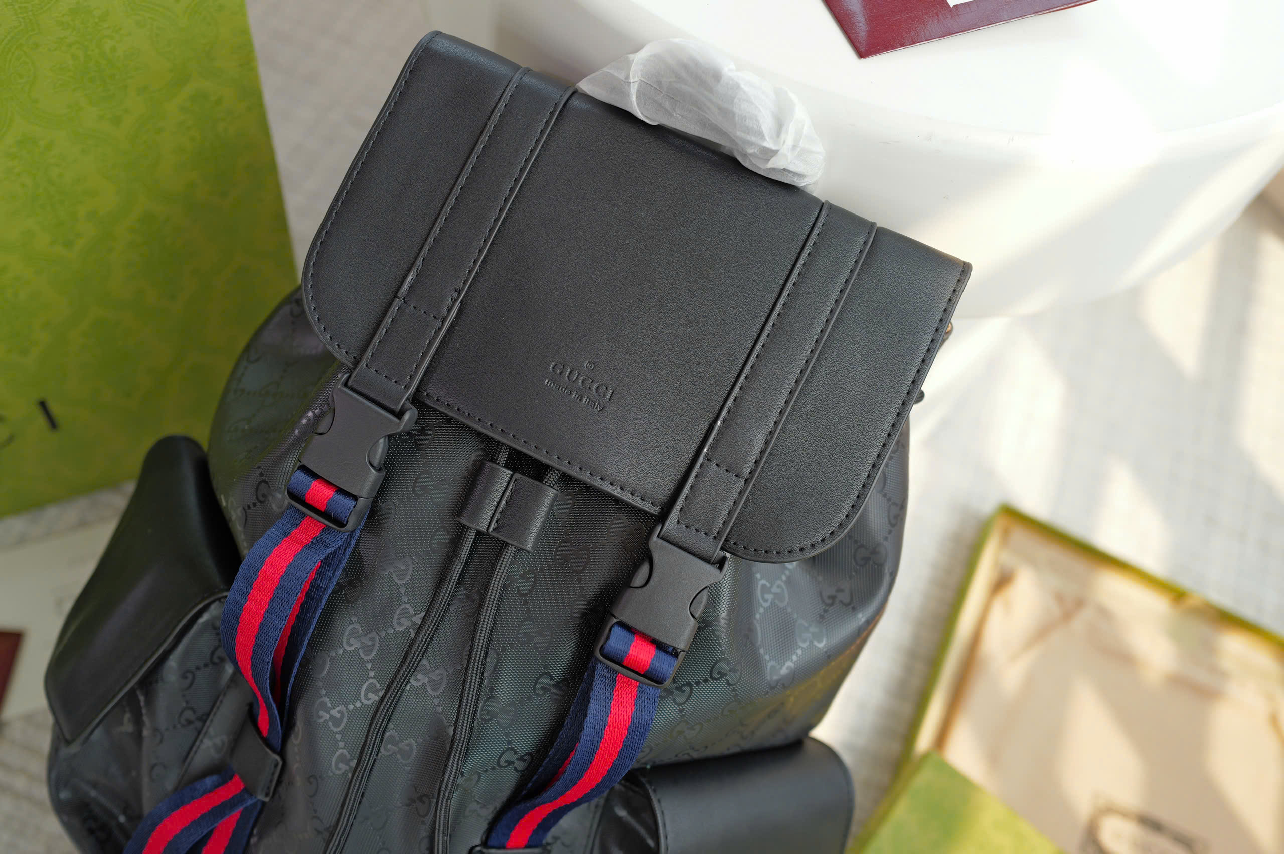 Balo Gucci GG Supreme Canvas Backpack Black_thumbnail_1