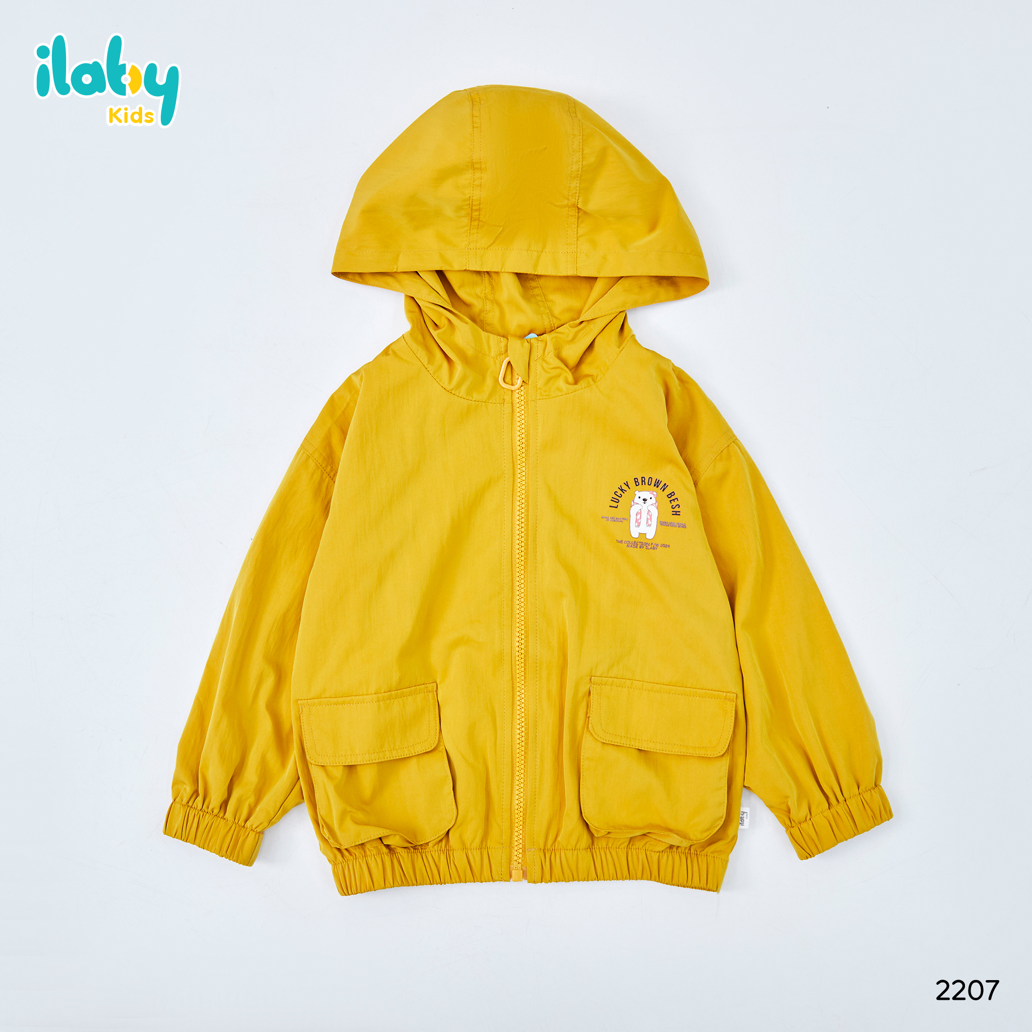 Áo khoác gió phối túi hộp tròn in hình