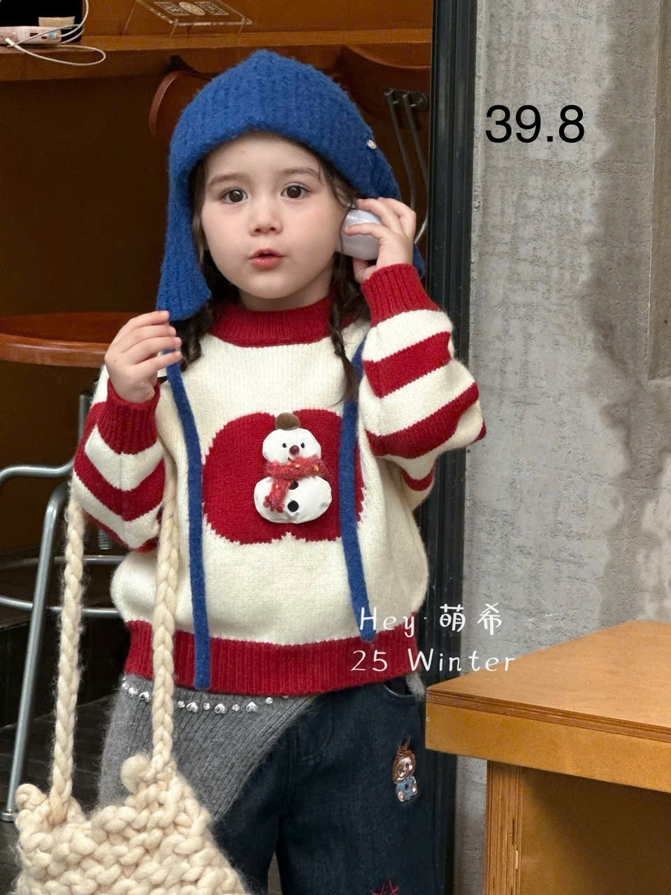 (G27) Áo len kẻ đỏ họa tiết người tuyết