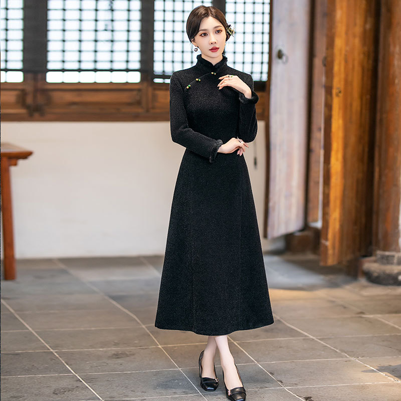 [MS000034] 🔥 Đầm Áo Dài Cách Tân Thu Đông Sang Trọng Cho Mẹ_thumbnail_6