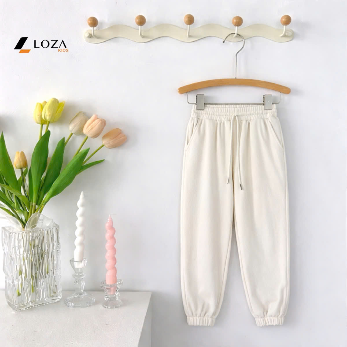 Quần nỉ tăm bo gấu cho bé bé trai và bé gái - Loza Kids QE7005_02