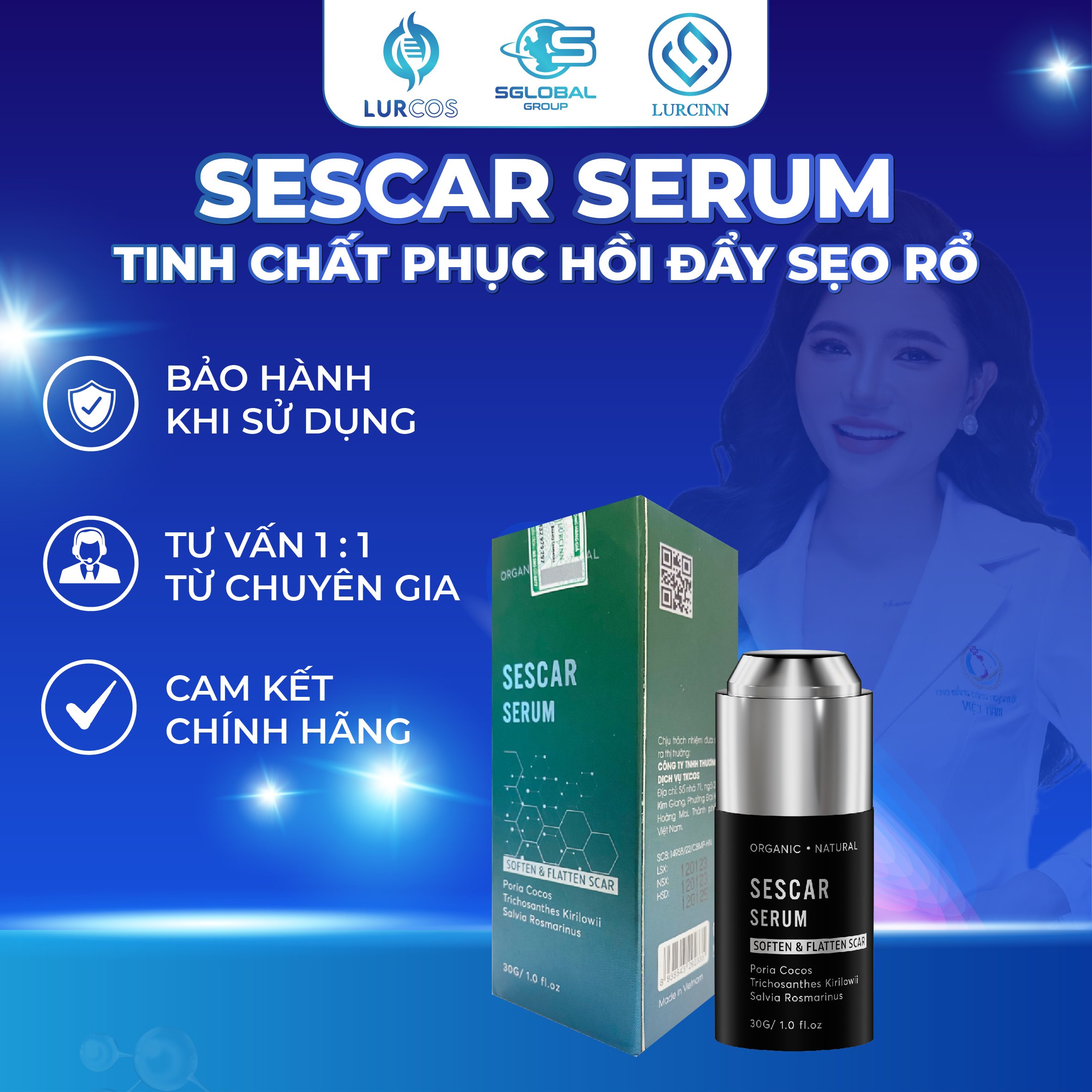 Tinh Chất Phục Hồi Lurcinn Sescar Serum 30g