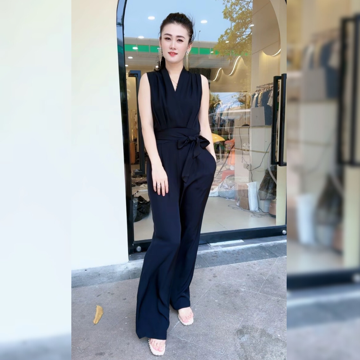 Jumpsuit dài thiết kế xếp ly cột eo xinh xắn_thumbnail_1