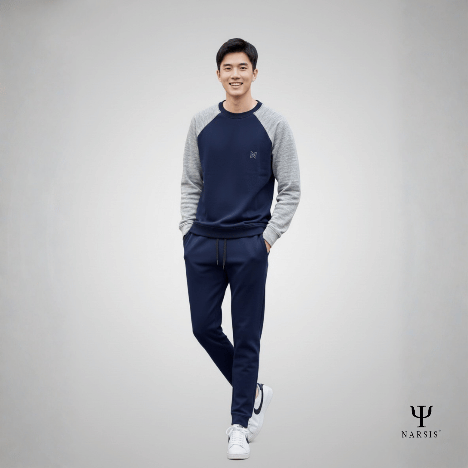 Bộ Thu Đông Nam Cotton Nỉ NARSIS Cao Cấp E25013, Bộ Đồ Nam Dài Tay Giữ Ấm, Form Thể Thao Trẻ Trung_thumbnail_7