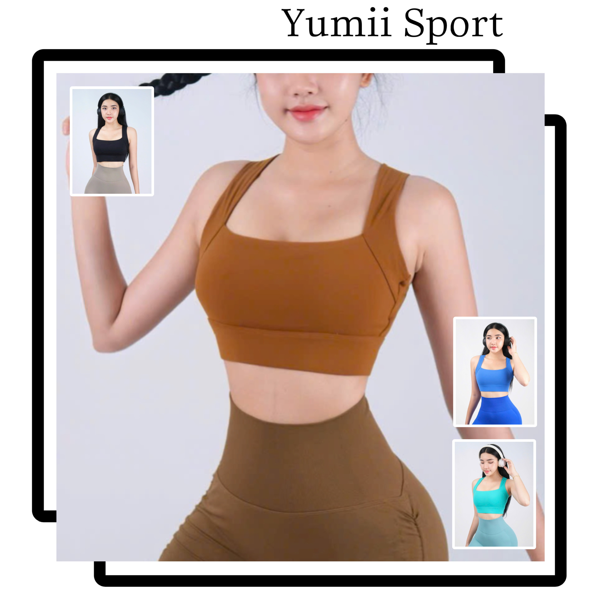 Áo Lót Thể Thao Tập Gym Yoga Nữ Yumiisport Áo Bra Cổ Vuông Cài Khoá Sau Không Gọng Nâng Đỡ Chất Thun Lạnh Co Dãn Sẵn Mút