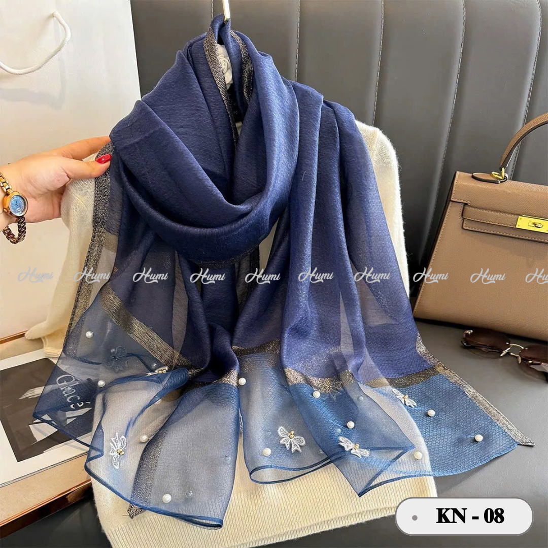 KHĂN TƠ ĐÍNH NƠ (KN-08 XANH ĐEN)