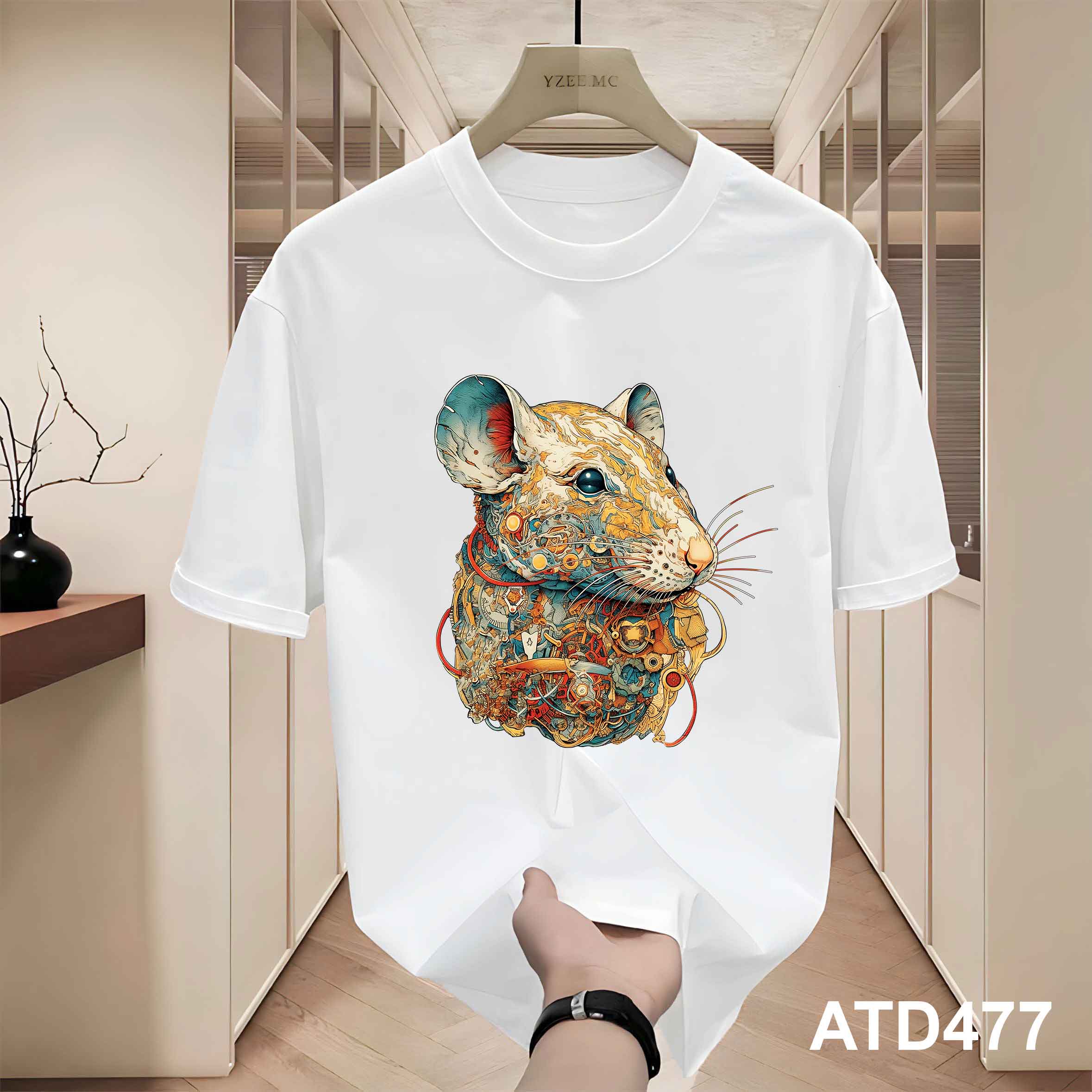 Áo thun nam form rộng 12 con giáp tuổi Tí ATD477 Miucho Iconic cotton cổ tròn in graphic_thumbnail_3