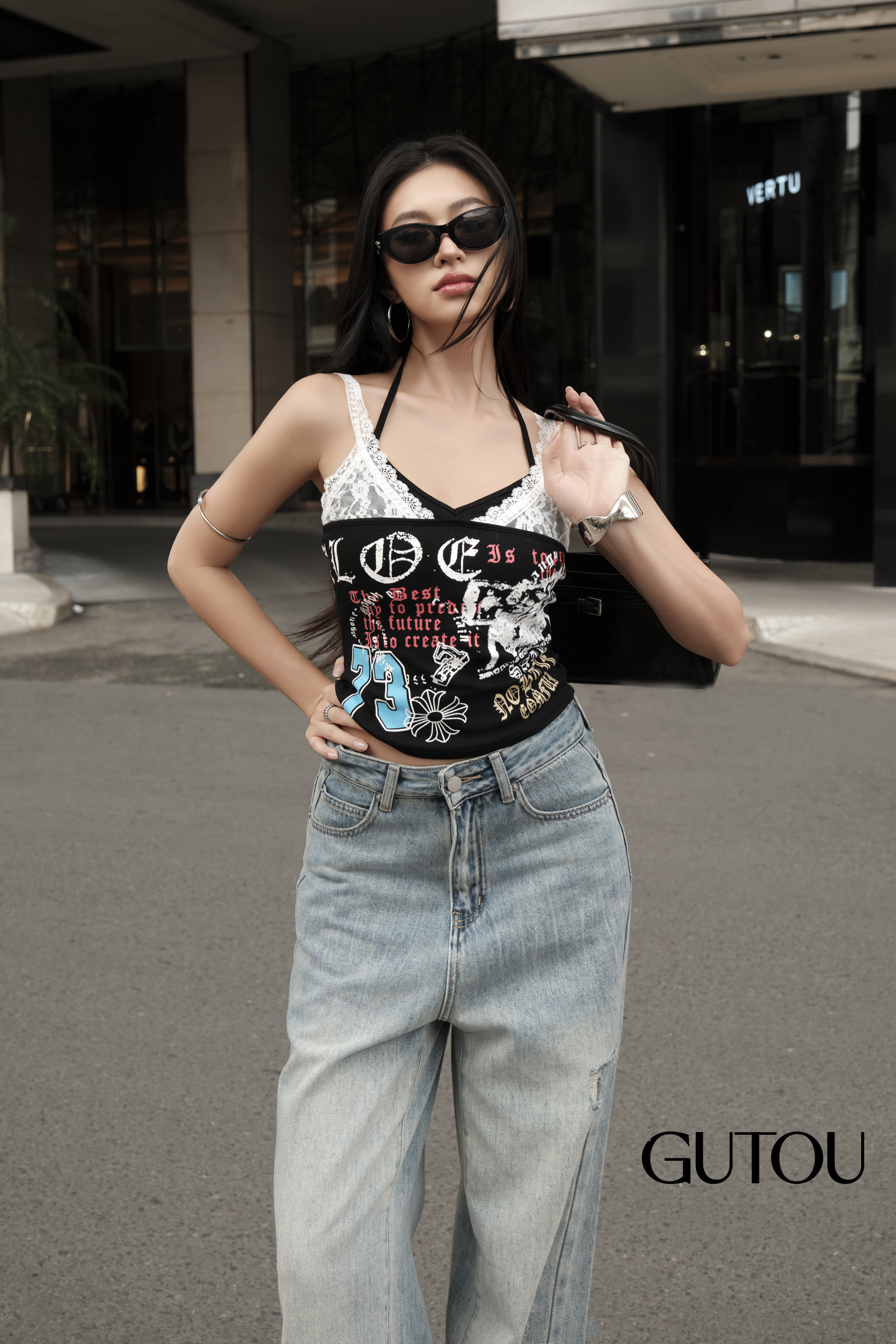 [ GUTOU ] Quần Jean Basic Rách Cá Tính