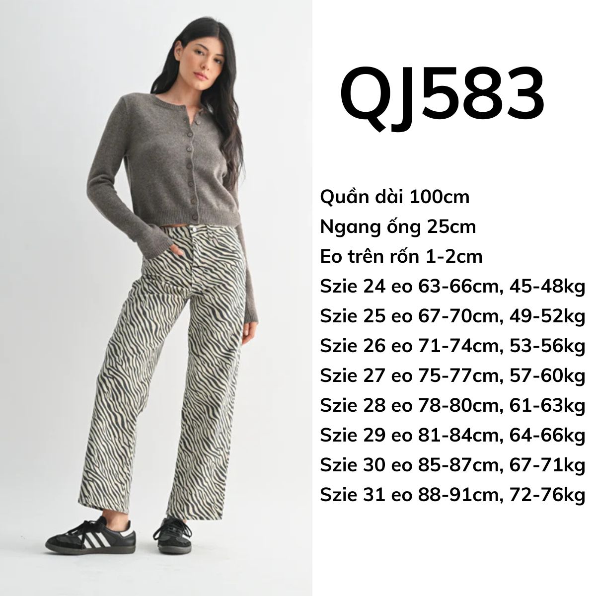 QJ583 Quần jeans vằn