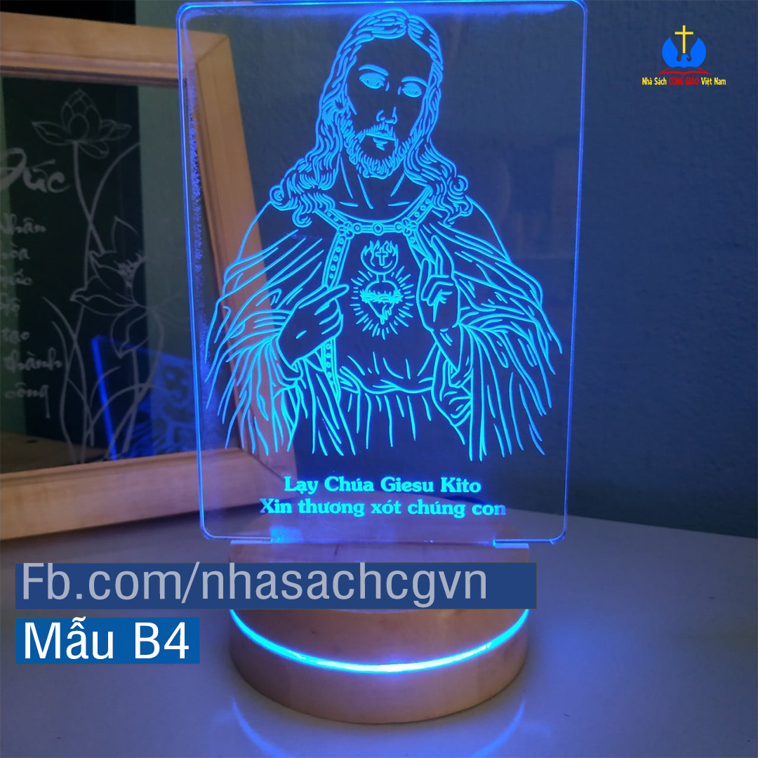 Đèn 3D Thánh Tâm Chúa Giêsu B4