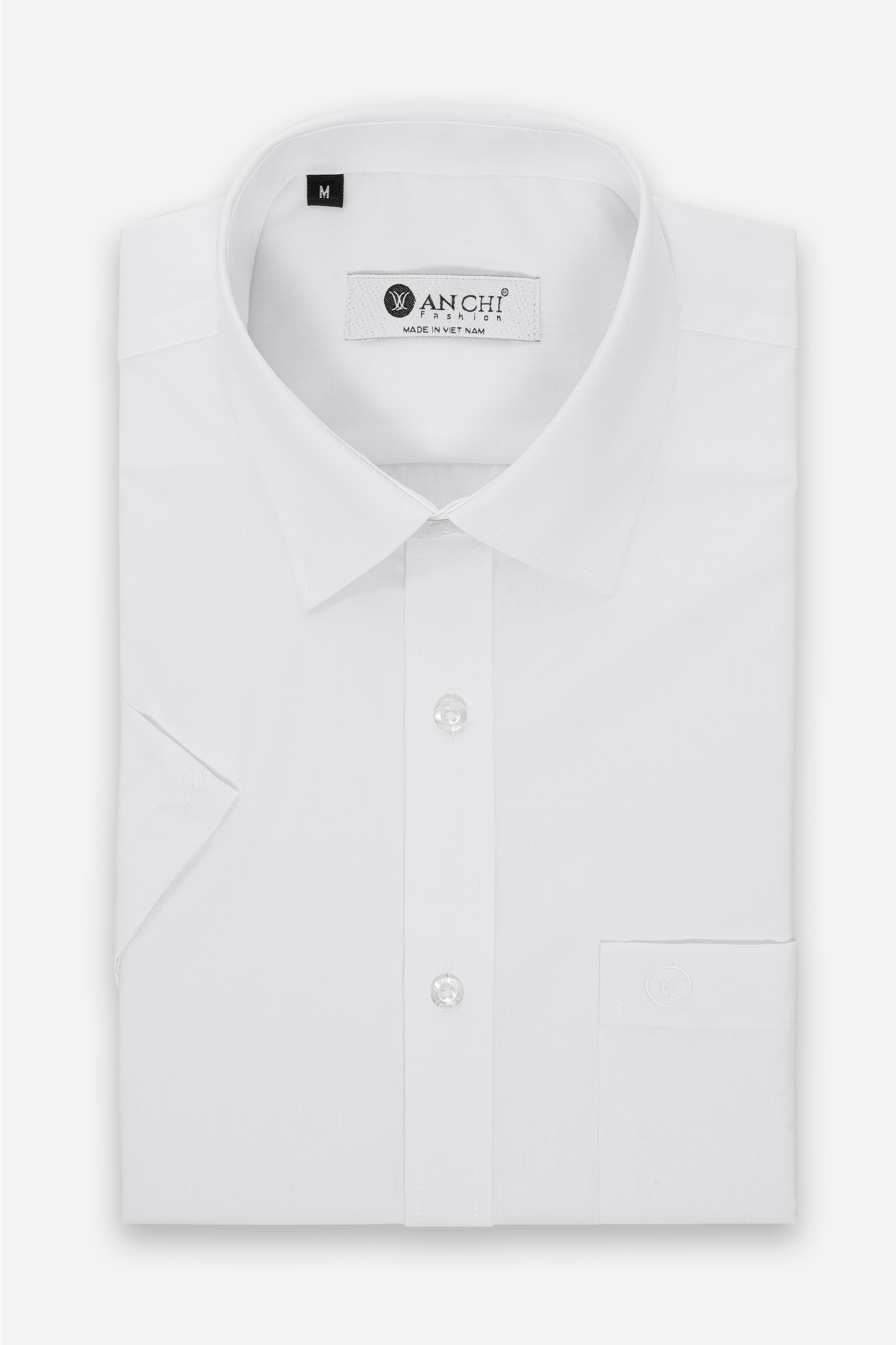 Sơ Mi Trơn Cộc Tay Nam Trung Niên Chất Liệu Cotton Nhập Khẩu Màu Trắng