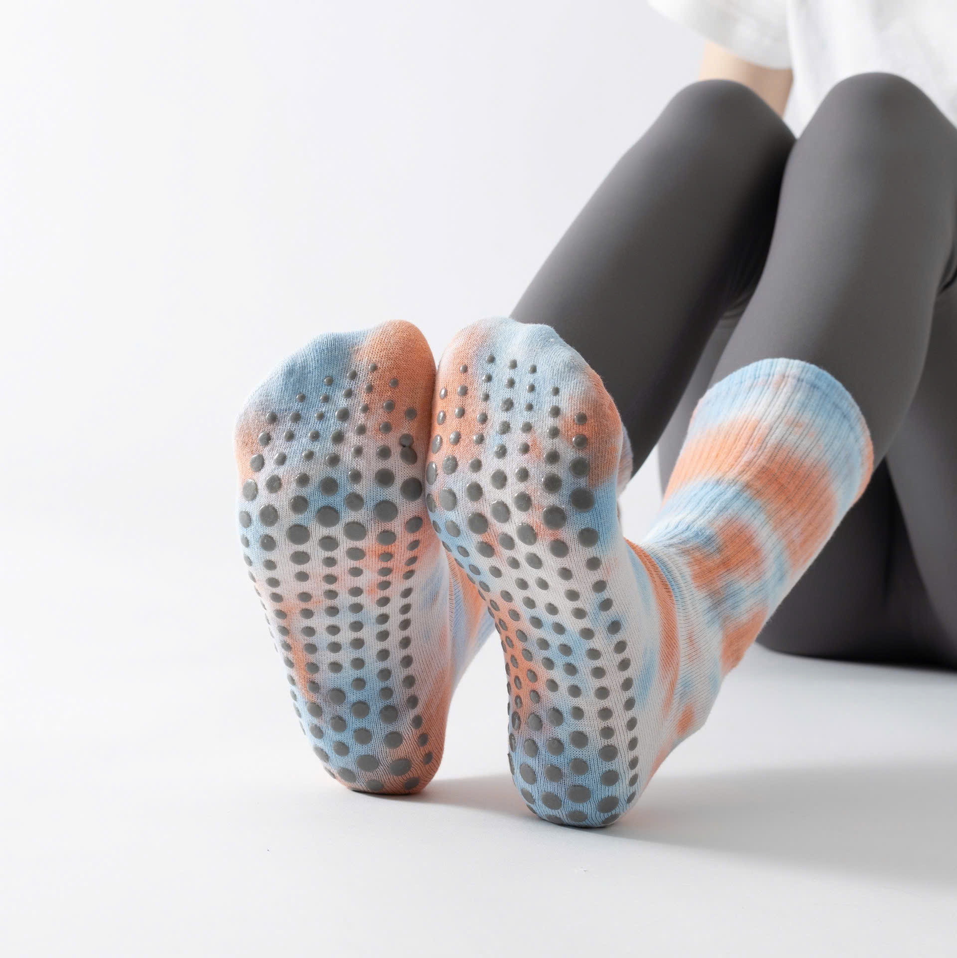 Vớ Yoga Nữ Cổ Cao, Tất Thể Thao Nữ Cotton Màu Loang Chống Trượt Thoáng Mát Co Dãn, Vớ Nữ Cổ Cao Yoga Cao Cấp