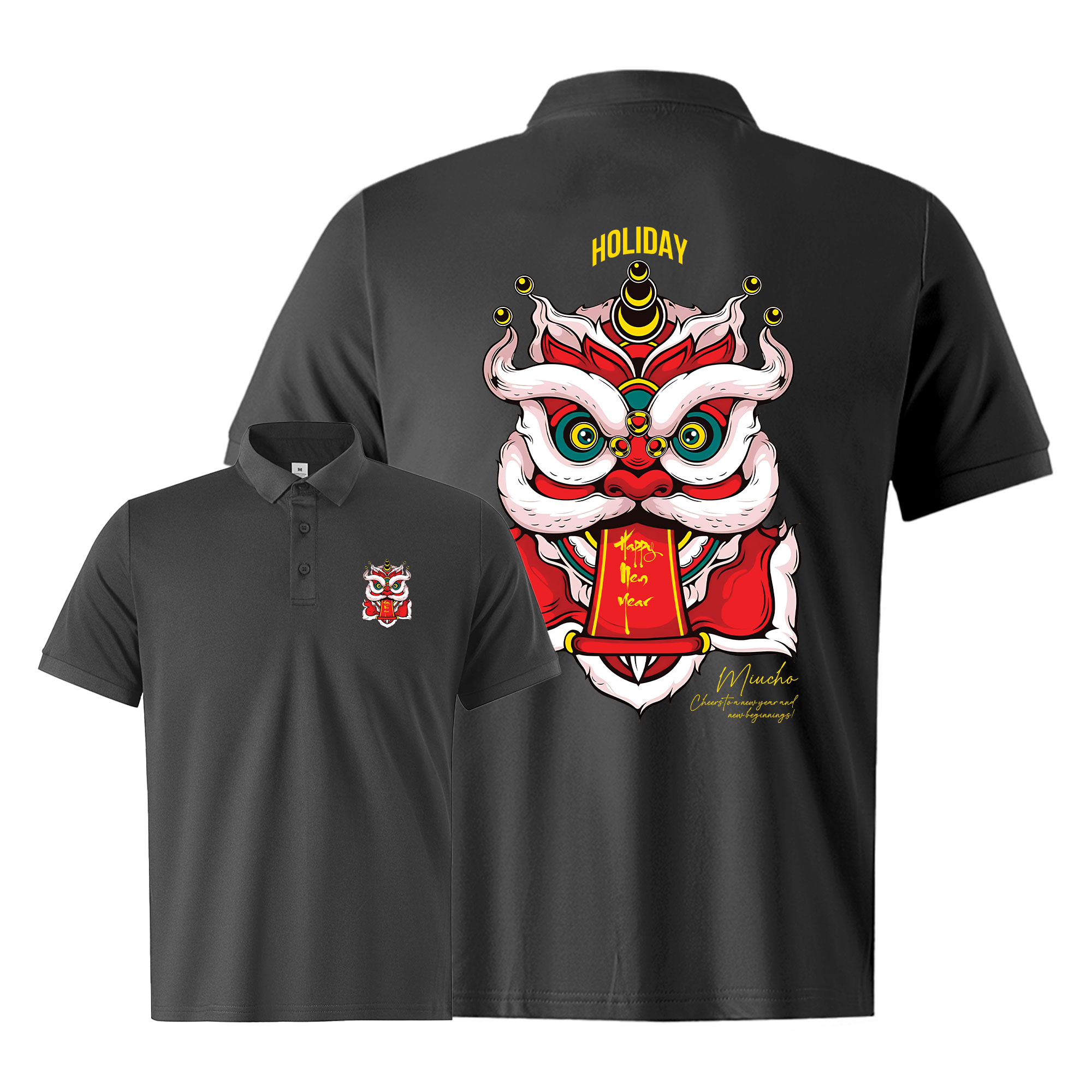 Áo polo nam form vừa 1899 Miucho Iconic vải cá sấu đứng form thoáng mát in artwork_thumbnail_12