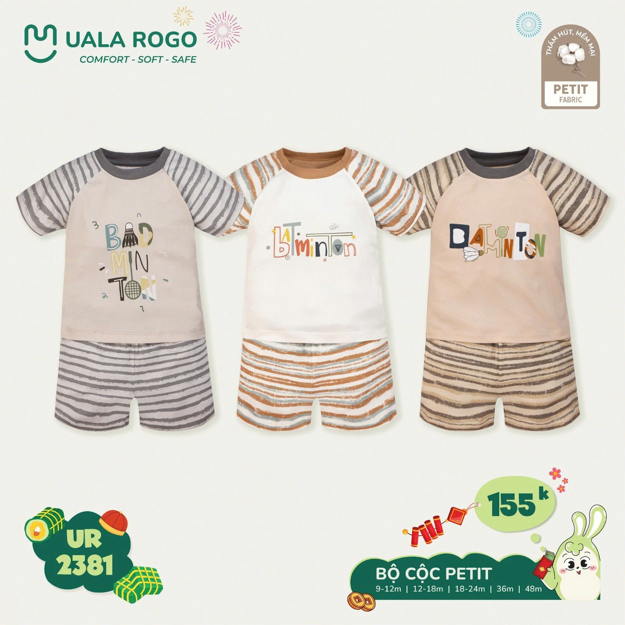 UALAROGO Bộ cộc Petit 155k (9-12m)