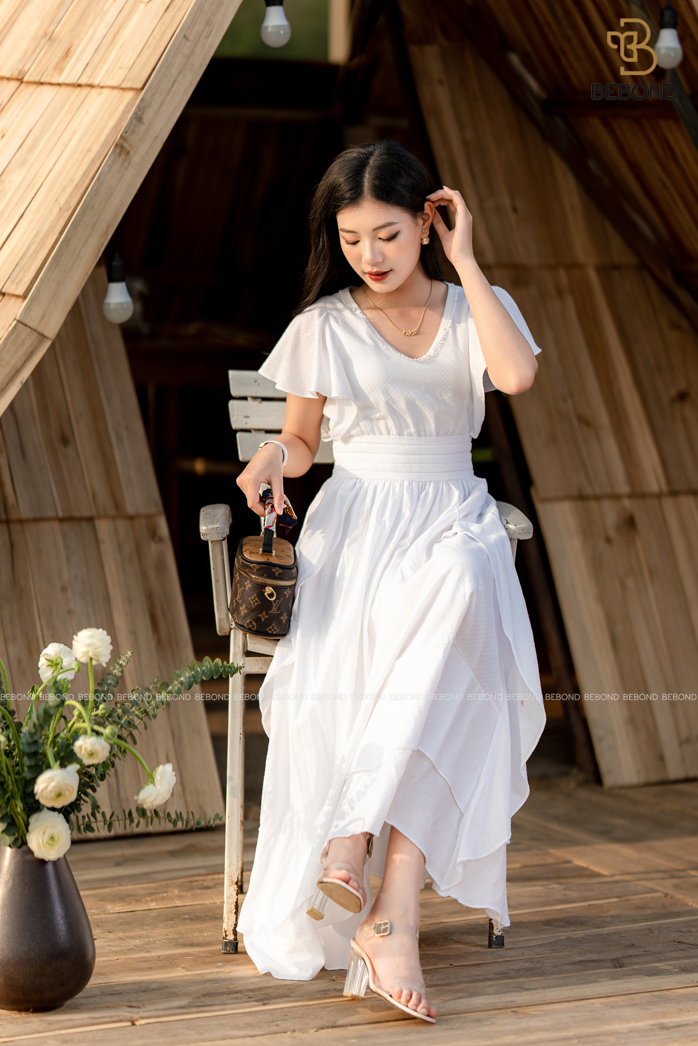 ĐẦM MAXIM TRẮNG CỔ TIM TAY BÈO- LILYBELLE DRESS_thumbnail_1