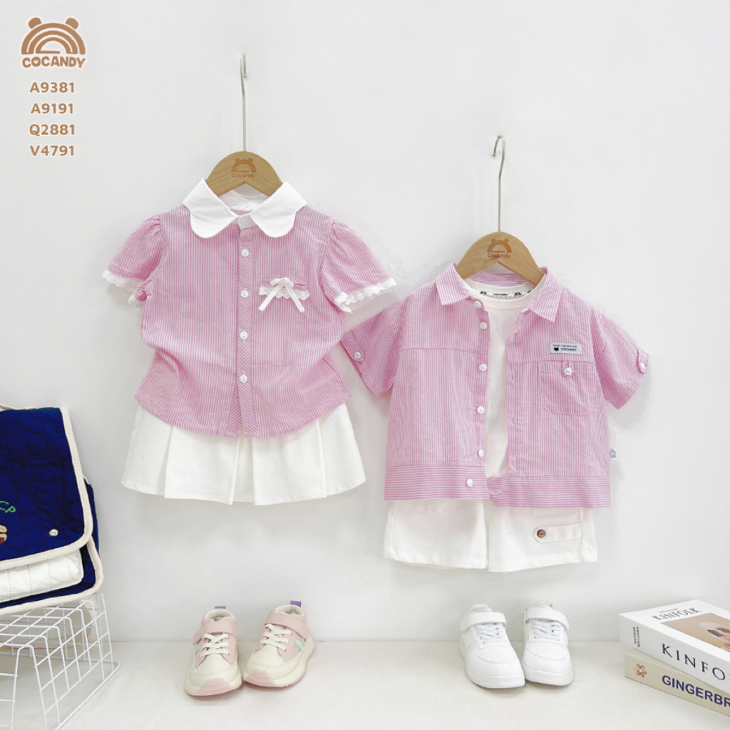 Áo cộc kẻ HỒNG sơ mi giả nẹp gấu áo_thumbnail_5