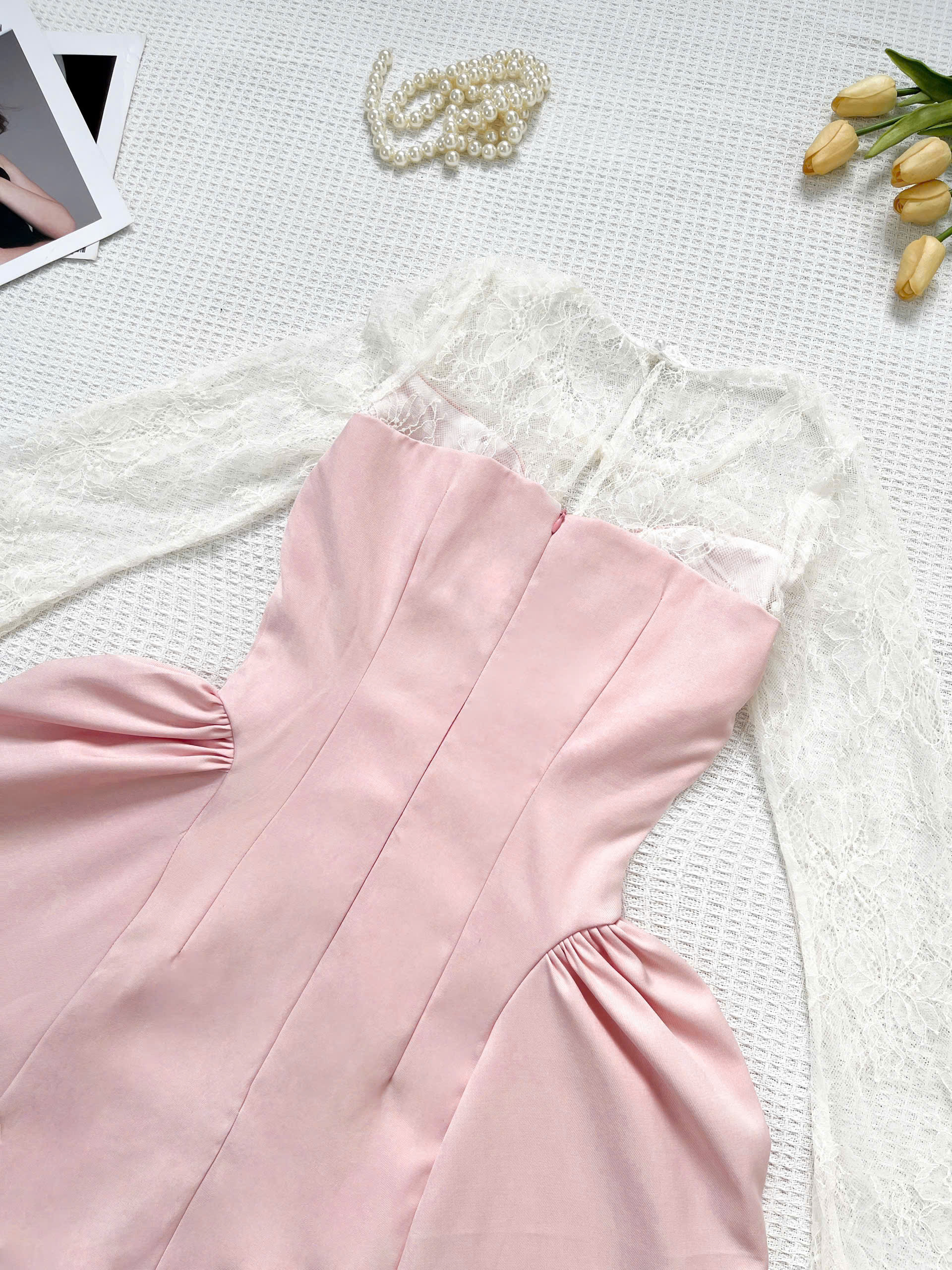 Đầm kiểu xòe nhẹ phối ren tay loe bigsize DA166 dành cho nàng béo mập từ 55-95kg_thumbnail_4