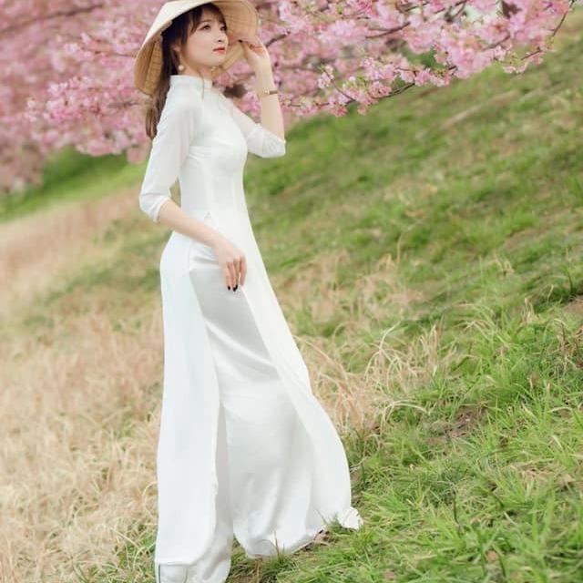 Áo Dài Nữ Học Sinh 2 Tà Tay Lỡ Lụa Mỹ HS09_thumbnail_2