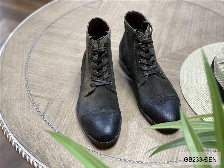 GB233 - Giày Boots Martin Nam Da Bò Phong Cách Anh, Đế Cao Su Chống Trượt, Màu Đen Kaki_thumbnail_17