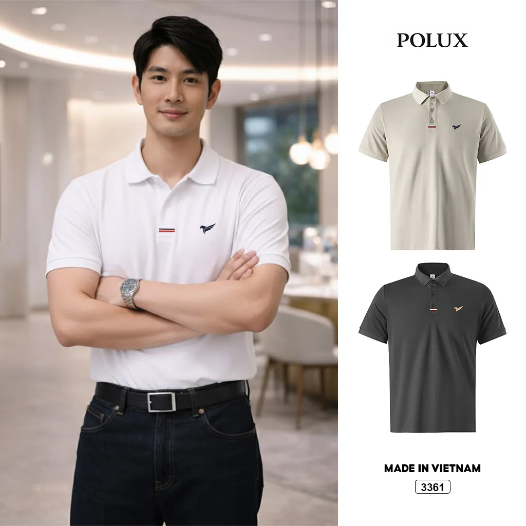 Áo polo nam regular Polux vải cá sấu thoáng mát đứng form 3361