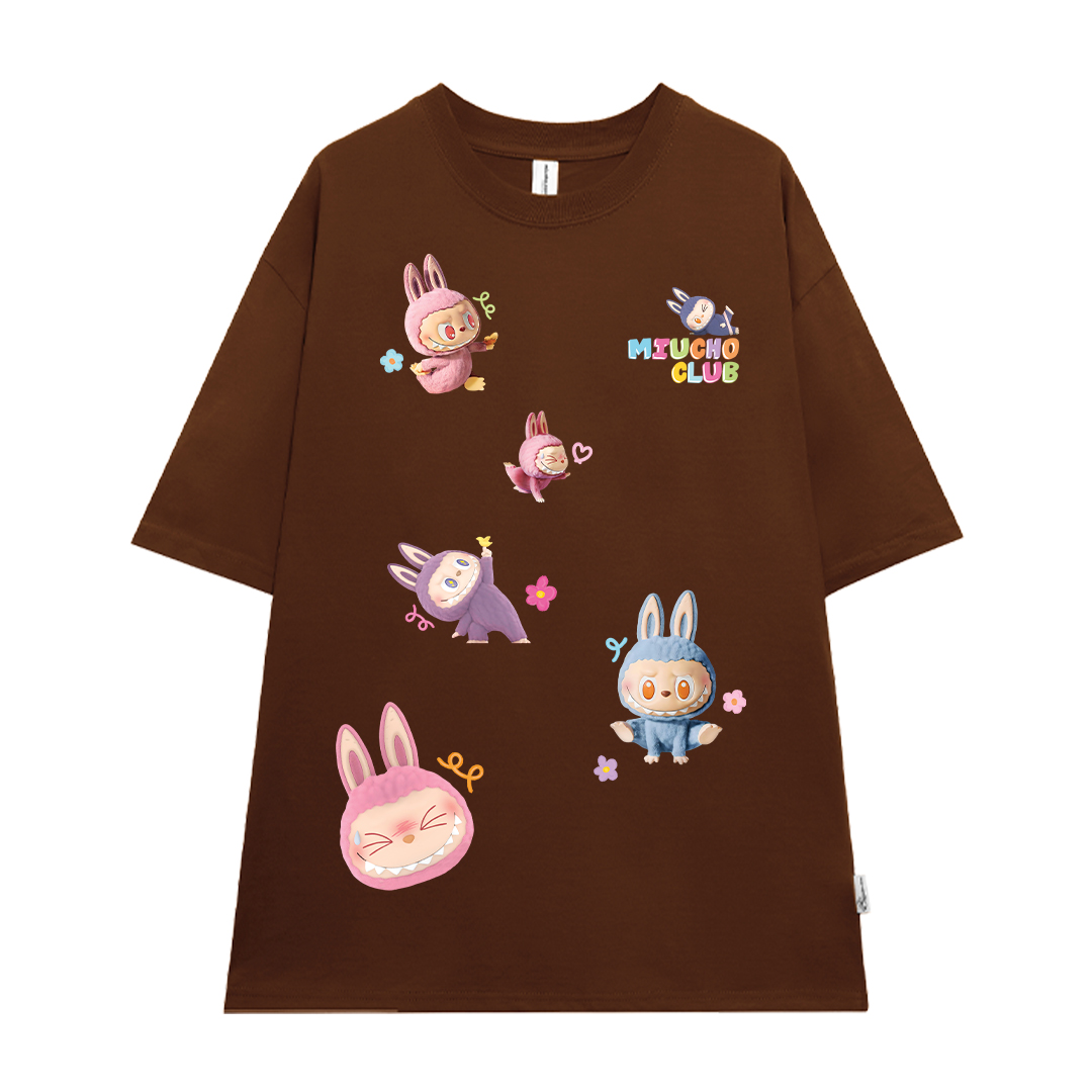 Áo phông labubu form rộng nhiều màu ATD1450 Miucho vải cotton cổ tròn in mix_thumbnail_13