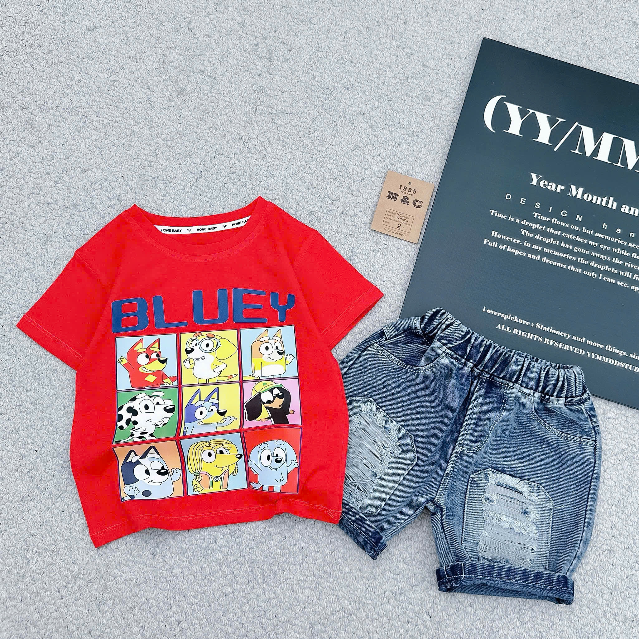 N12 BỘ CỘC QUẦN BÒ BLUEY Ô VUÔNG- A116.782