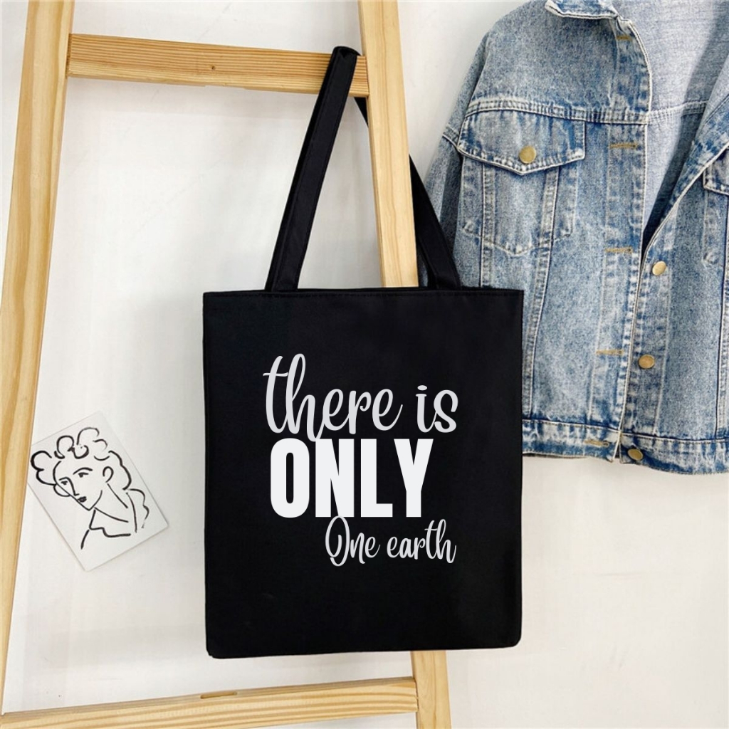 Túi tote màu đen mẫu chữ đơn giản - Túi tote vải canvas 33x37 có khóa kéo đựng vừa A4, laptop Loza TOTE19_thumbnail_8