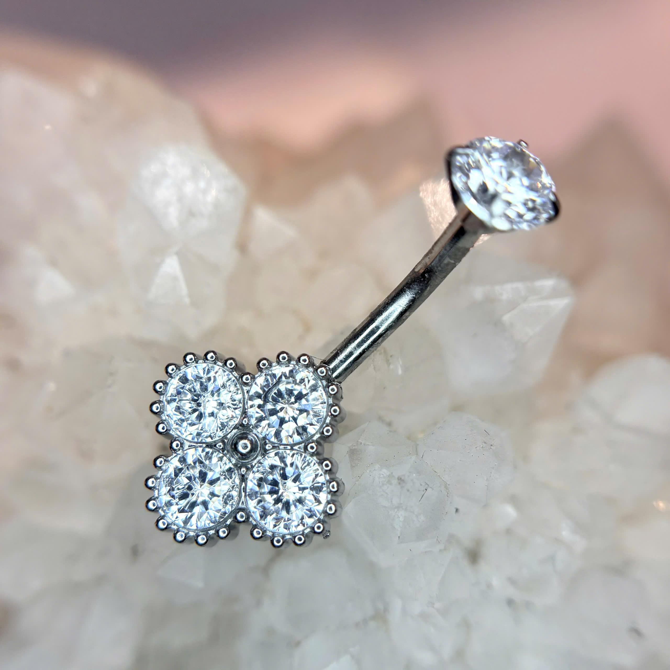 rốn kim cương vancleef đá lớn bạc