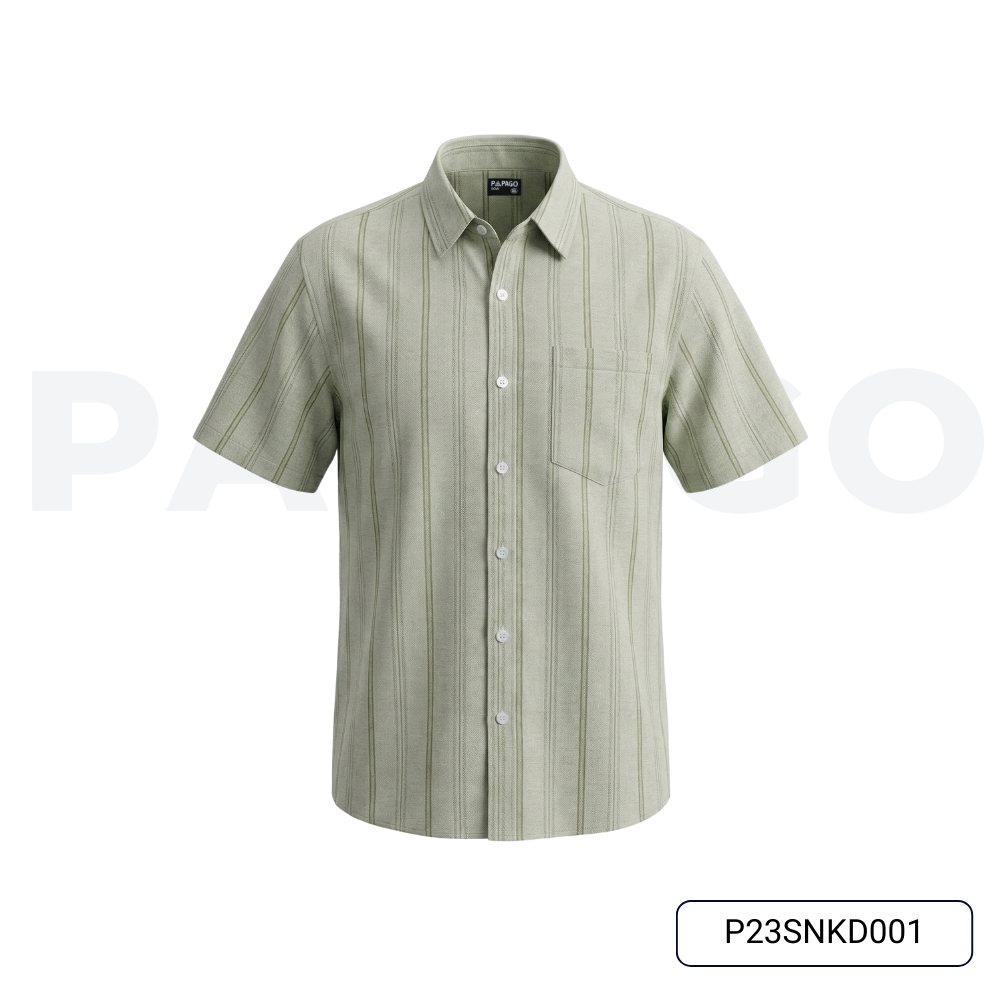Áo sơ mi nam trung niên PAPAGO tay ngắn lai bầu vải xô đũi mềm mịn cao cấp kẻ sọc - P23SNKD001_thumbnail_10
