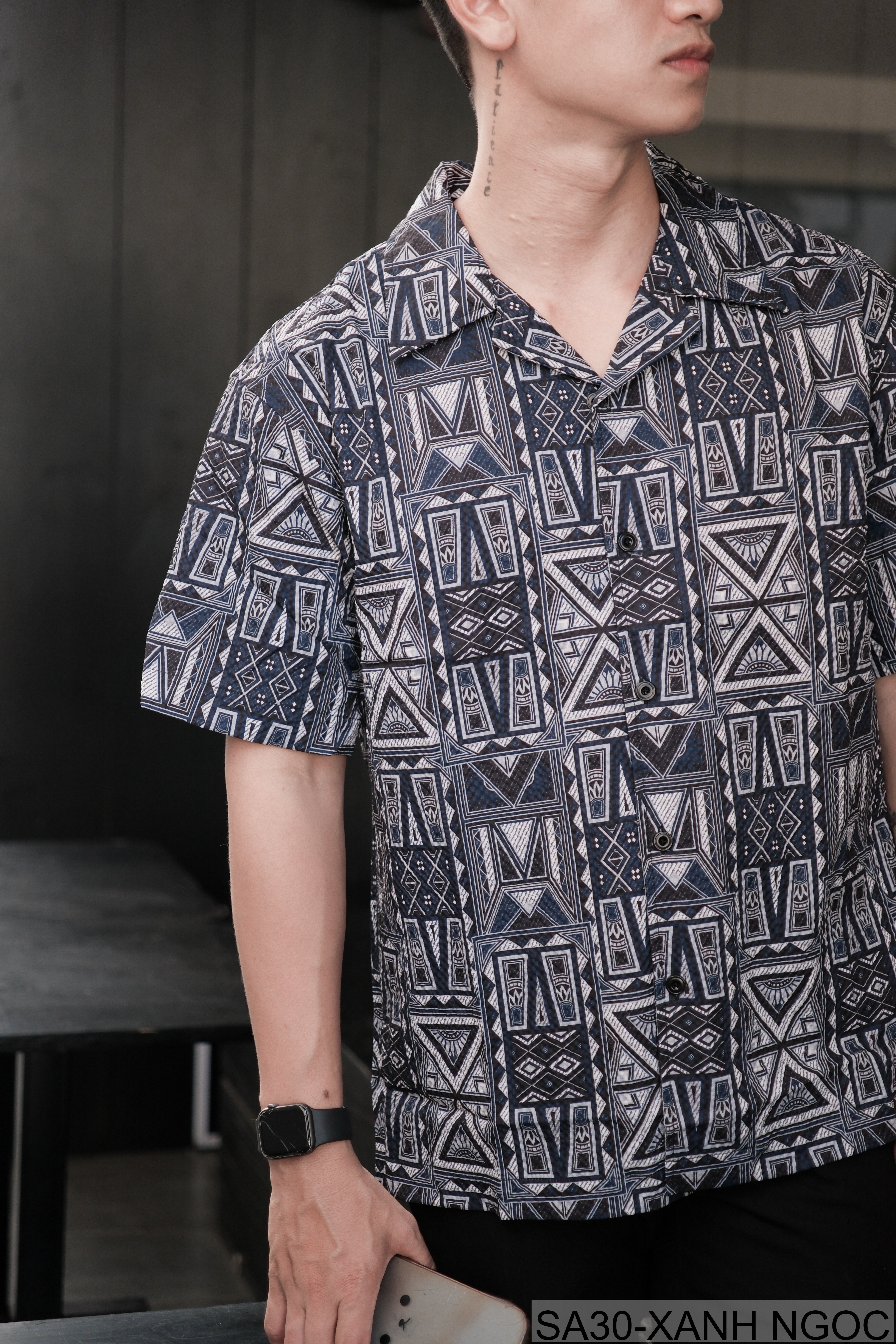 SA30 - Áo sơ mi nam ngắn tay in hoa kiểu Nhật, chất liệu polyester mềm mại, phong cách tươi tắn_thumbnail_6