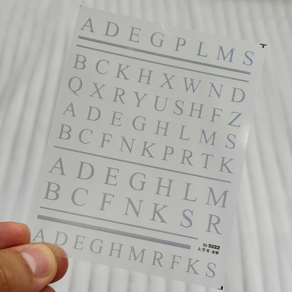 Sticker nail 5D chữ to3222 màu bạc silver