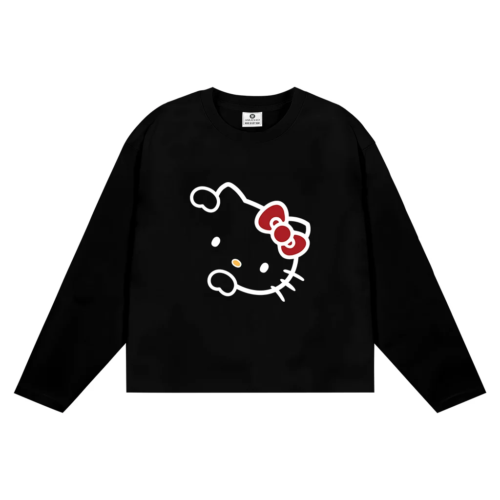 Áo thun nữ form boxy tay dài Miucho cotton dày dặn thoáng mát cổ tròn Hello Kitty in mix 2774_thumbnail_9