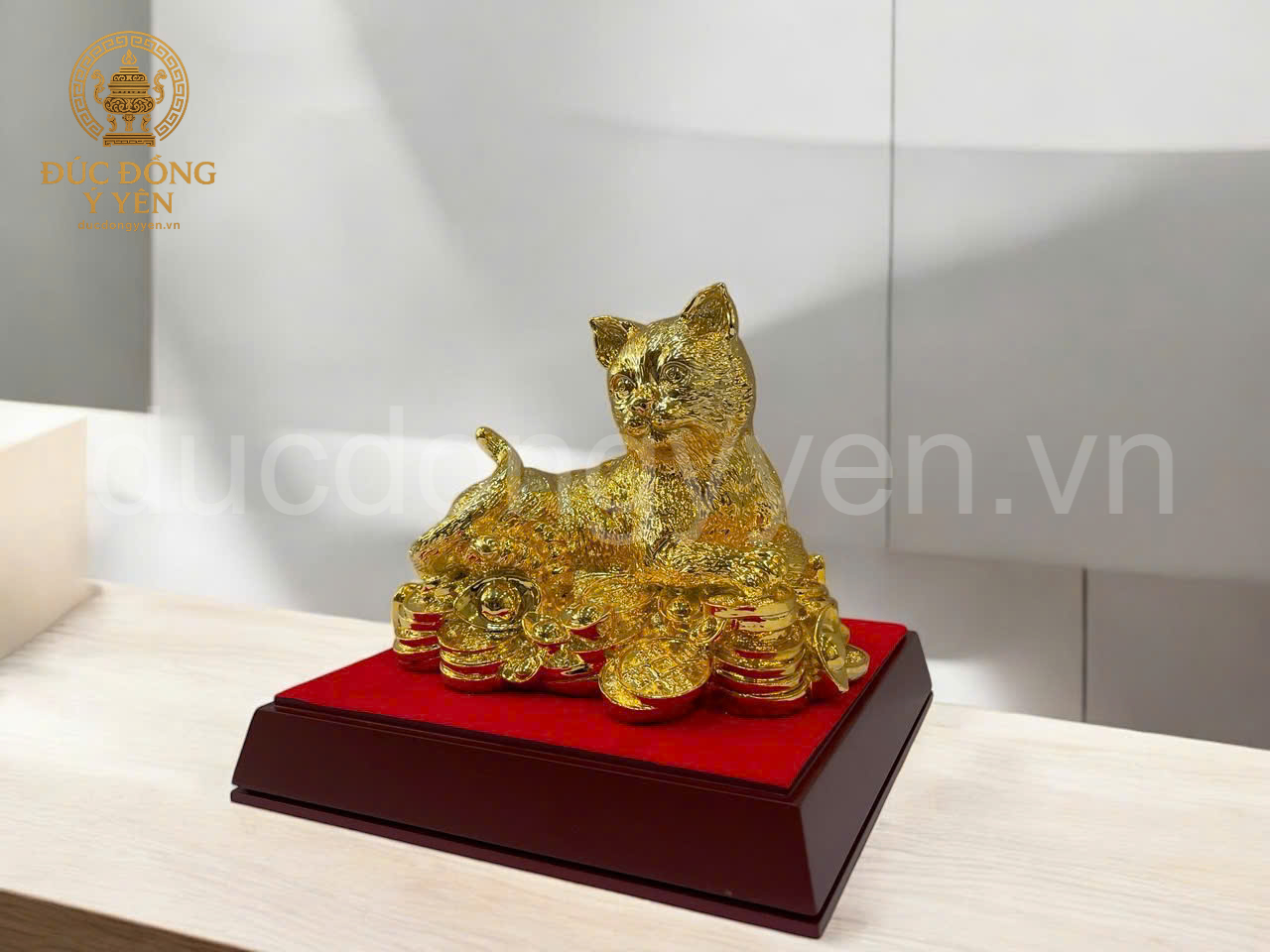 Tượng mèo nằm tiền mạ vàng _thumbnail_1