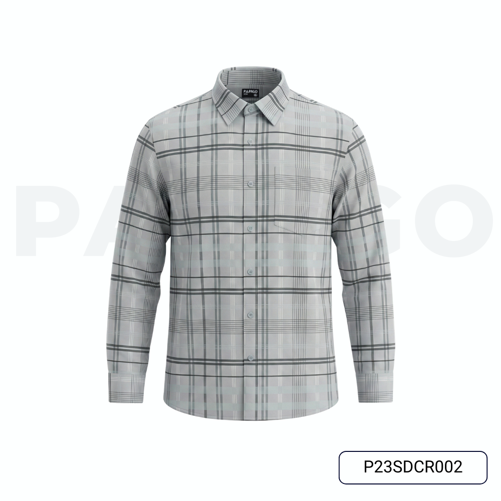 Áo sơ mi nam trung niên PAPAGO cao cấp tay dài vải lụa lai bầu in hoạ tiết sọc caro mềm mát - P23SDCR002_thumbnail_7