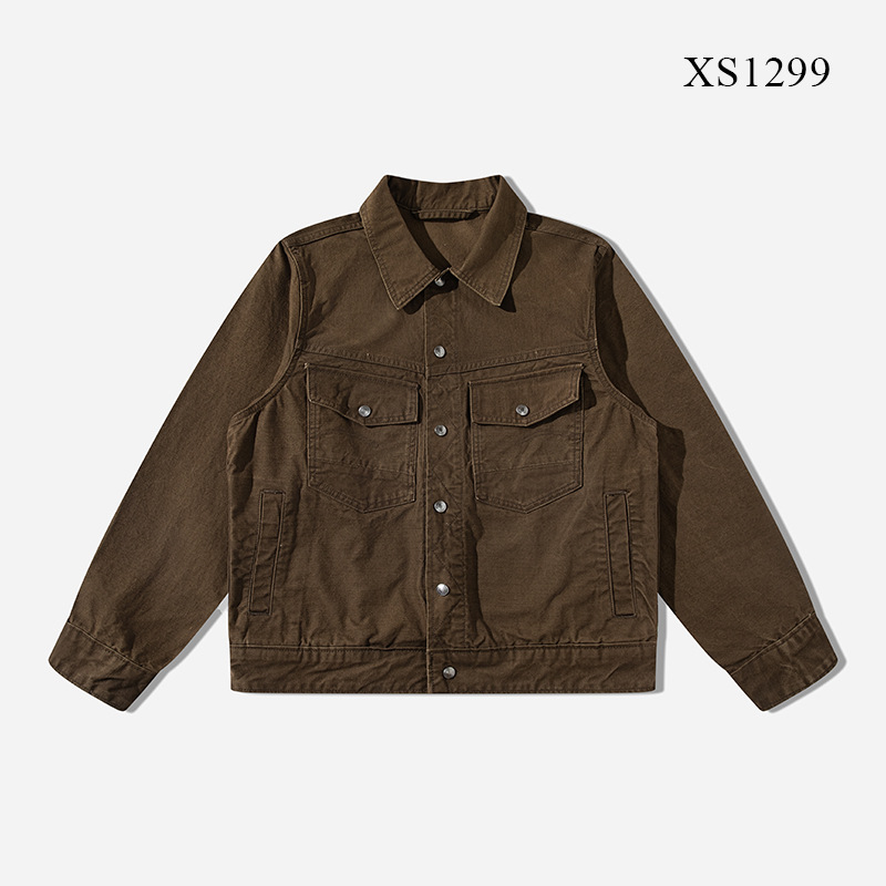 Áo giặt, phai màu và mã hóa Phong cách tiền cũ hợp thời trang 2025 Áo khoác bảo hộ lao động nam đa năng_thumbnail_5