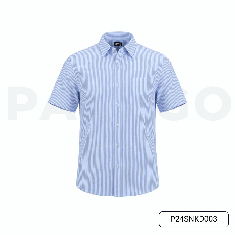 Áo sơ mi nam trung niên PAPAGO tay ngắn lai bầu kẻ sọc chất vải oxford - P24SNKD003_thumbnail_3