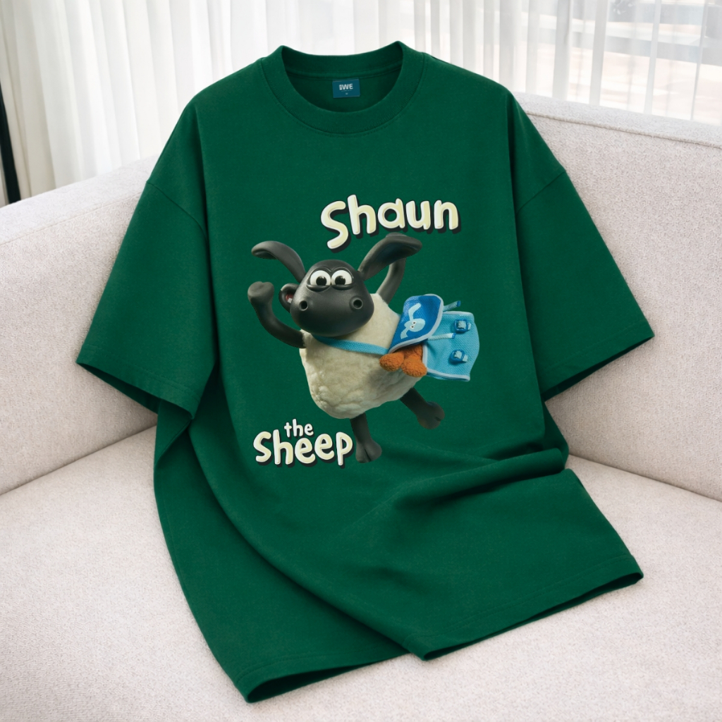 Áo thun unisex UX30-1187 SHAUN THE SHEEP hình cừu đen đeo cặp dáng oversized local brand WETEE_thumbnail_5